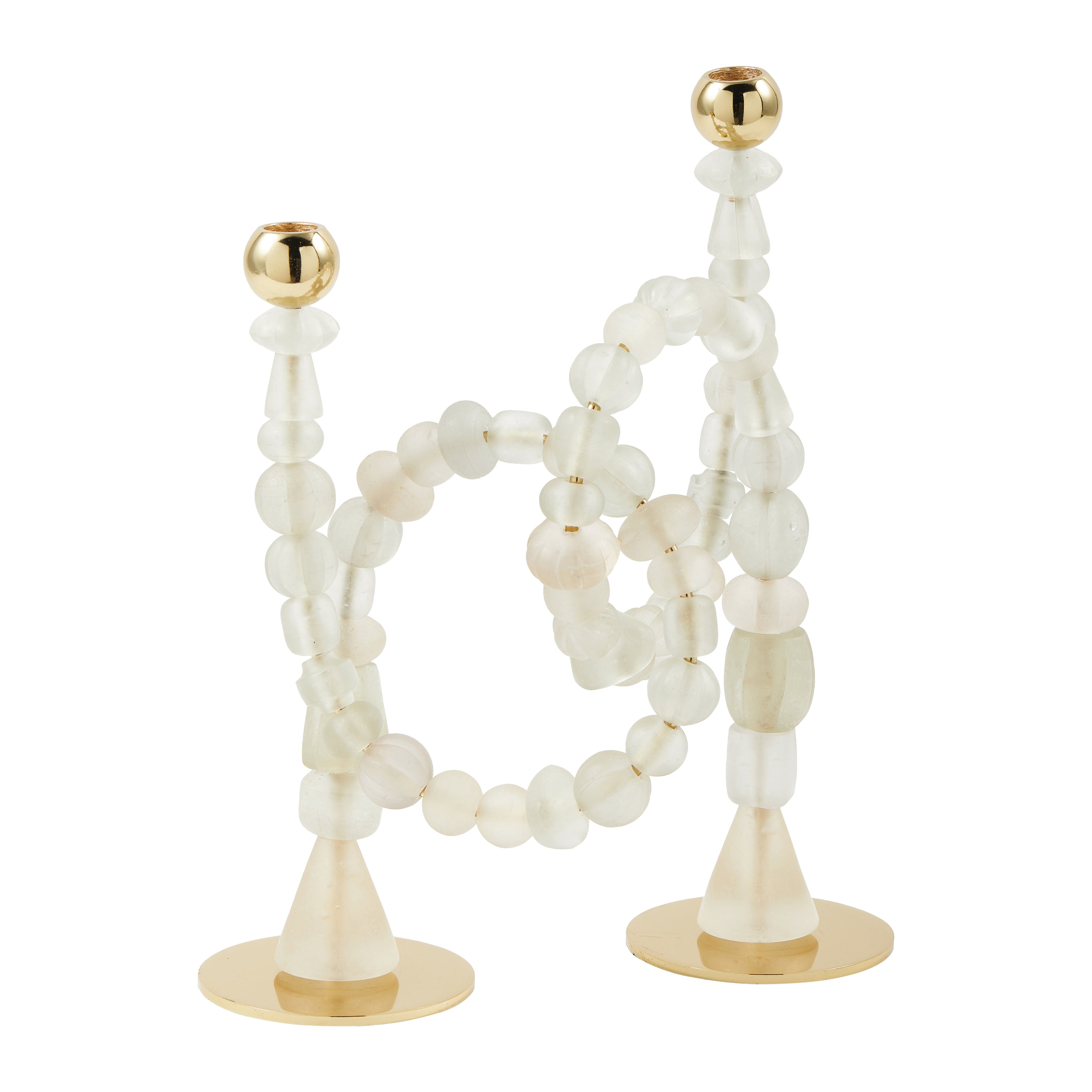 POLSPOTTEN Beads Kandelaar H 38 cm - Wit