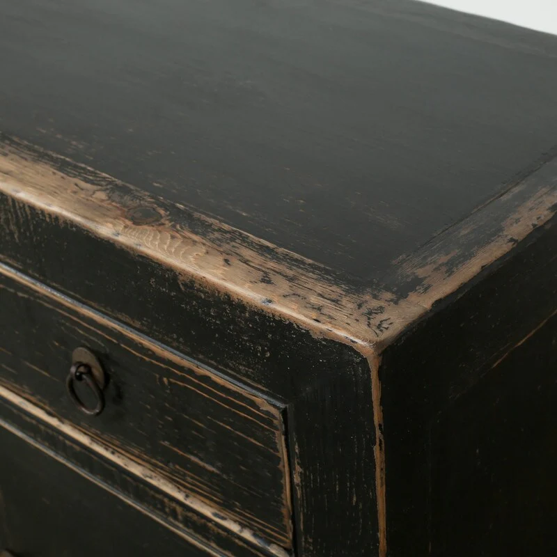 Two Drawers Cabient Distressed Black 39x18x35H
