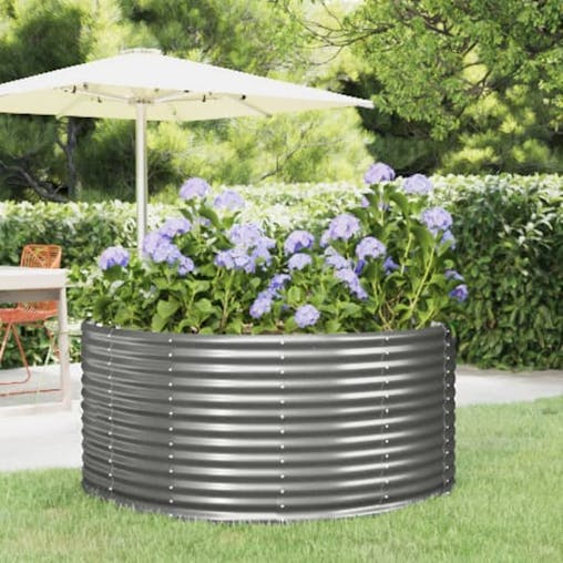 NNEVL Garden Planter Grey 140x140x68 cm Powder-coated Steel