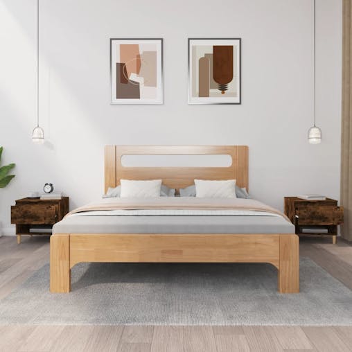 NNEVL Bedside Tables 2 pcs Smoked Oak 50x46x50 cm Engineered Wood
