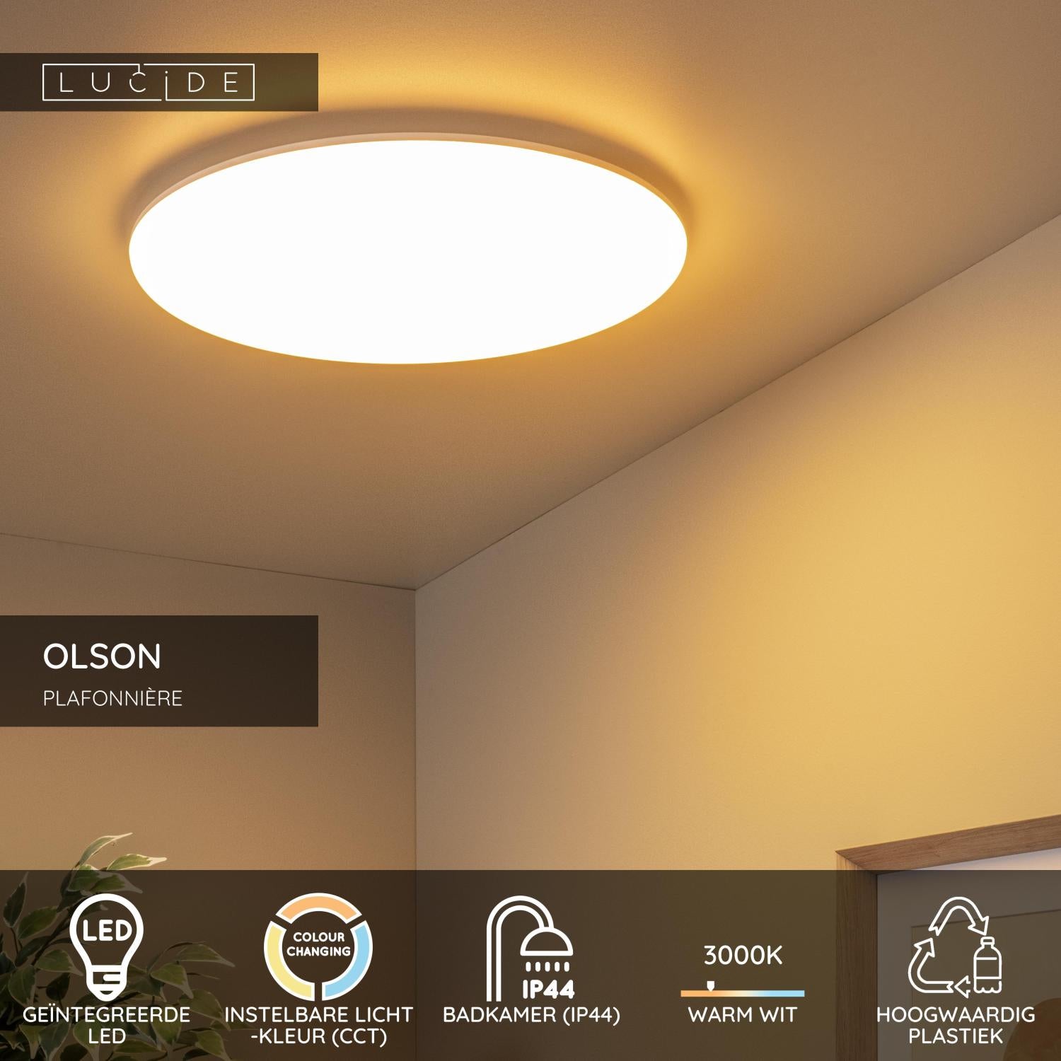 Lucide OLSON Plafonnière - Opaal