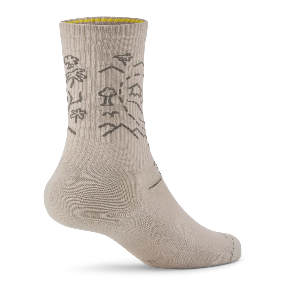 Anytime Crew Sock - Rugged Beige (Hazy Pine) - NZ Map