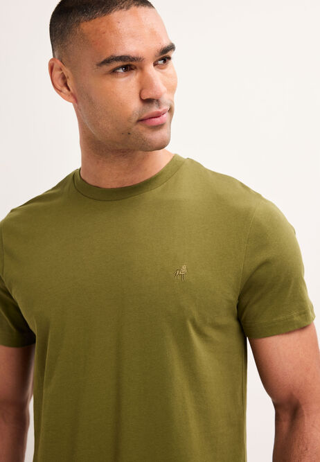 Mens Green Plain Cotton T-Shirt