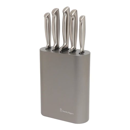 Stanley Rogers 6pc Oval Metallic Pewter Knife Block 6 Piece
