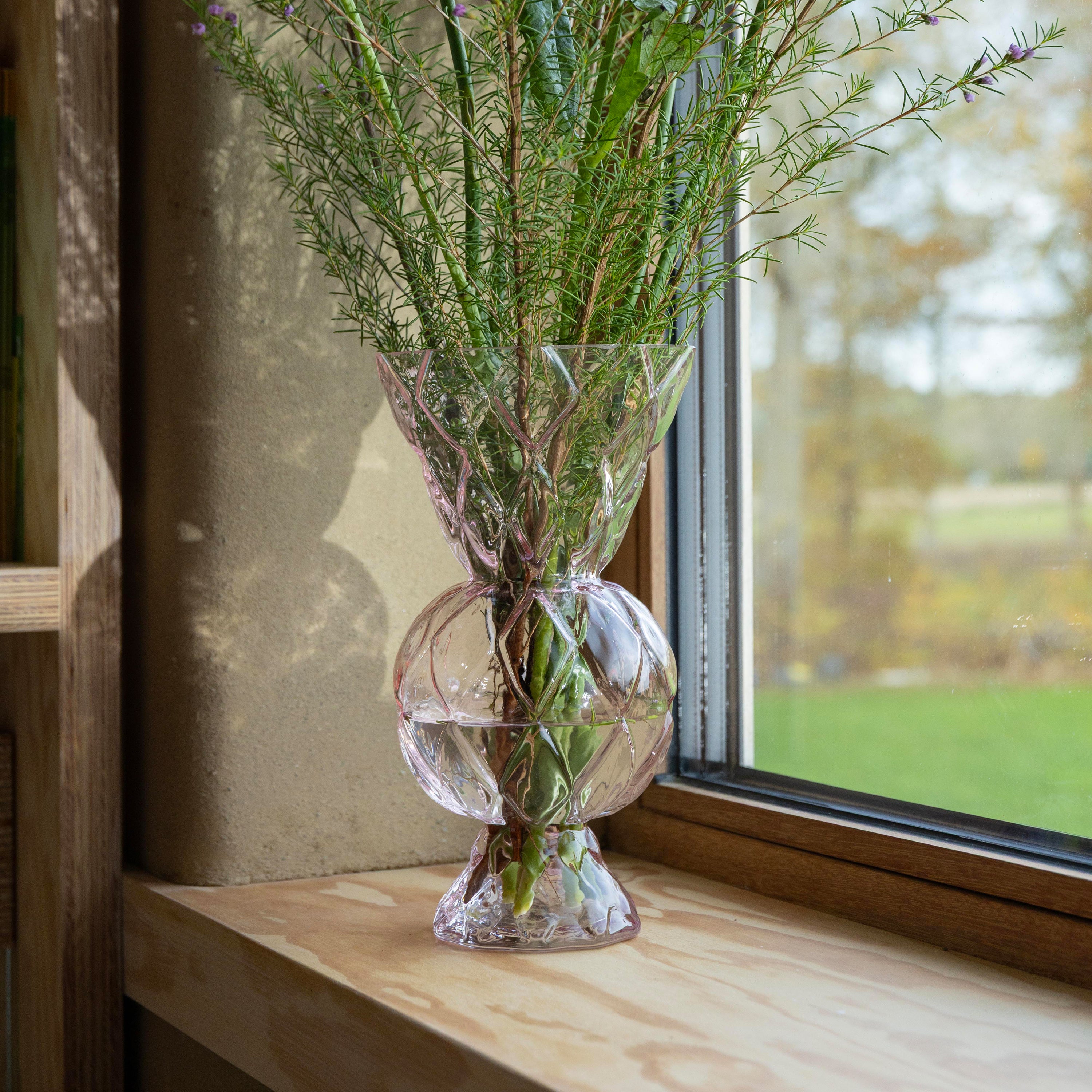 &k amsterdam Rhombic Glass Vaas - Roze