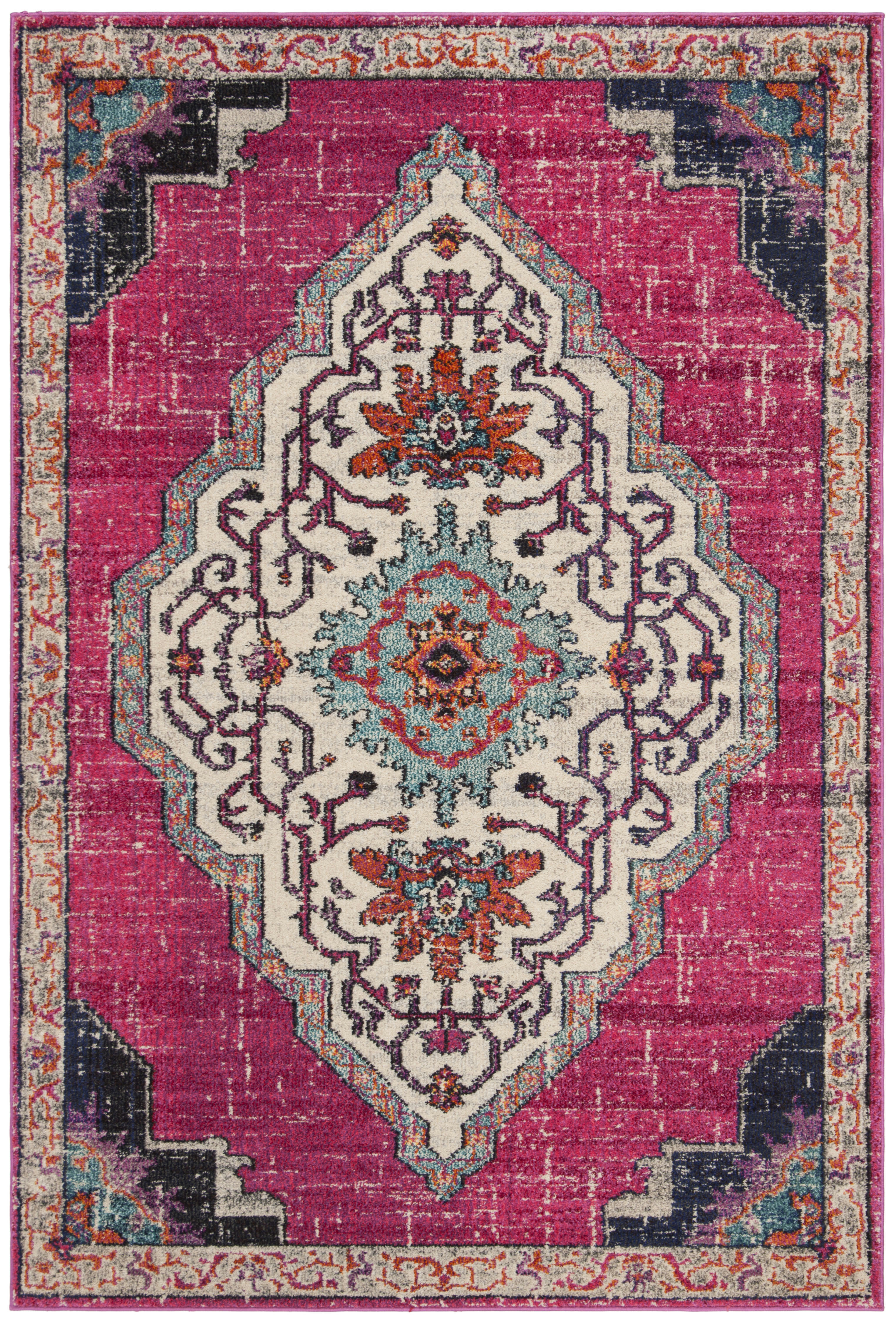 MONACO - Tapis de salon interieur en rose & multi, 122 x 170 cm