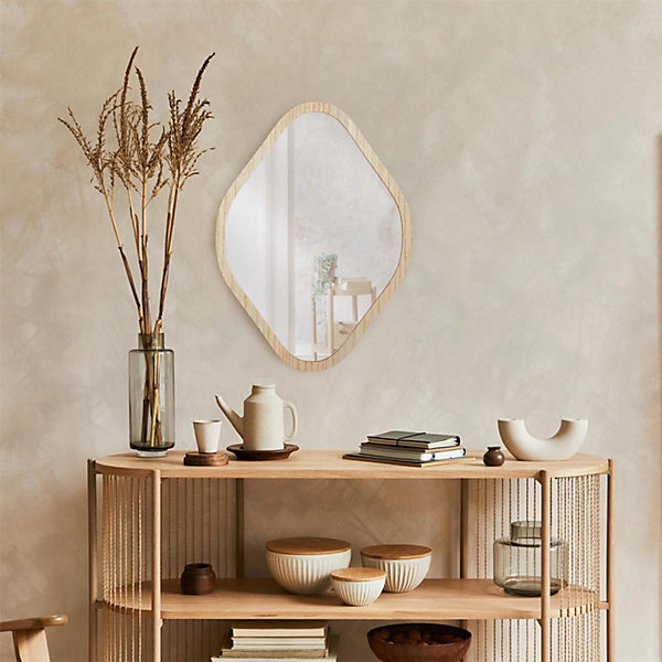 Miroir losange contour bois 44x60 cm - Marron