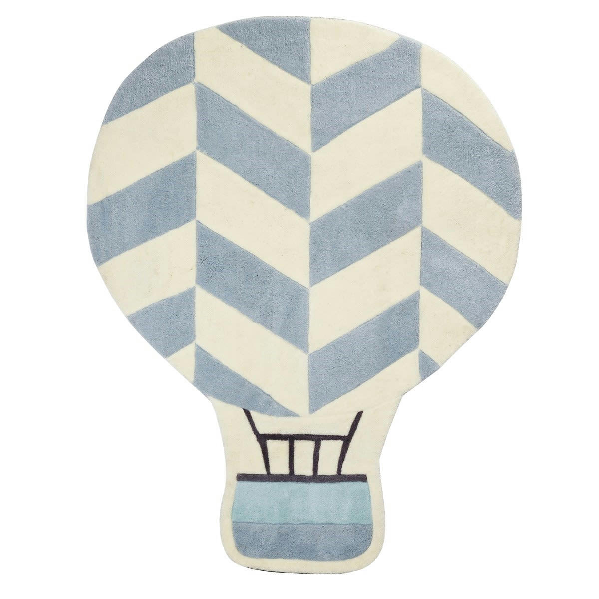 LAZARE - Tapis de chambre montgolfière en acrylique Bleu