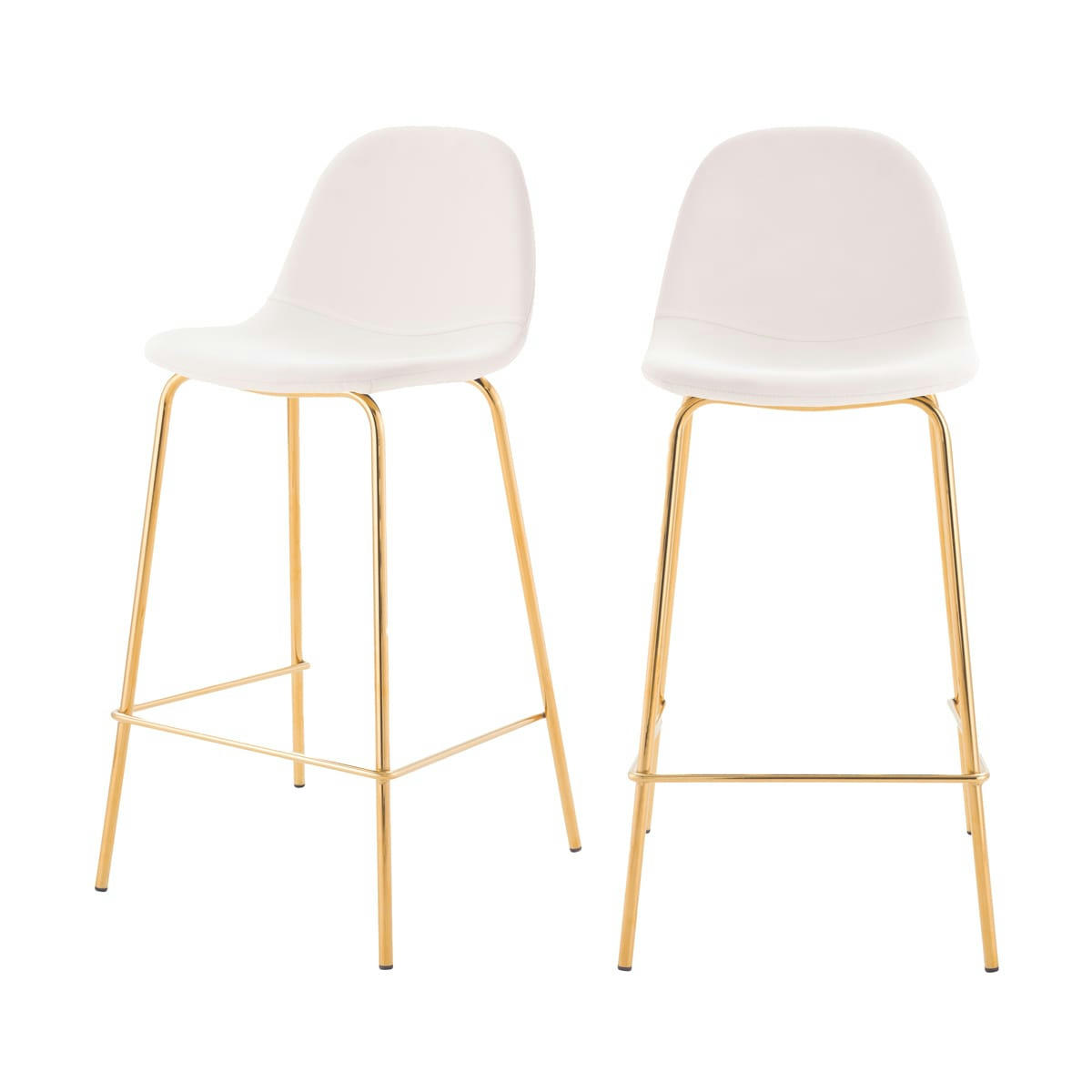 HENRIK - Chaise pour îlot central 65 cm en cuir synthétique blanc (lot de 2)