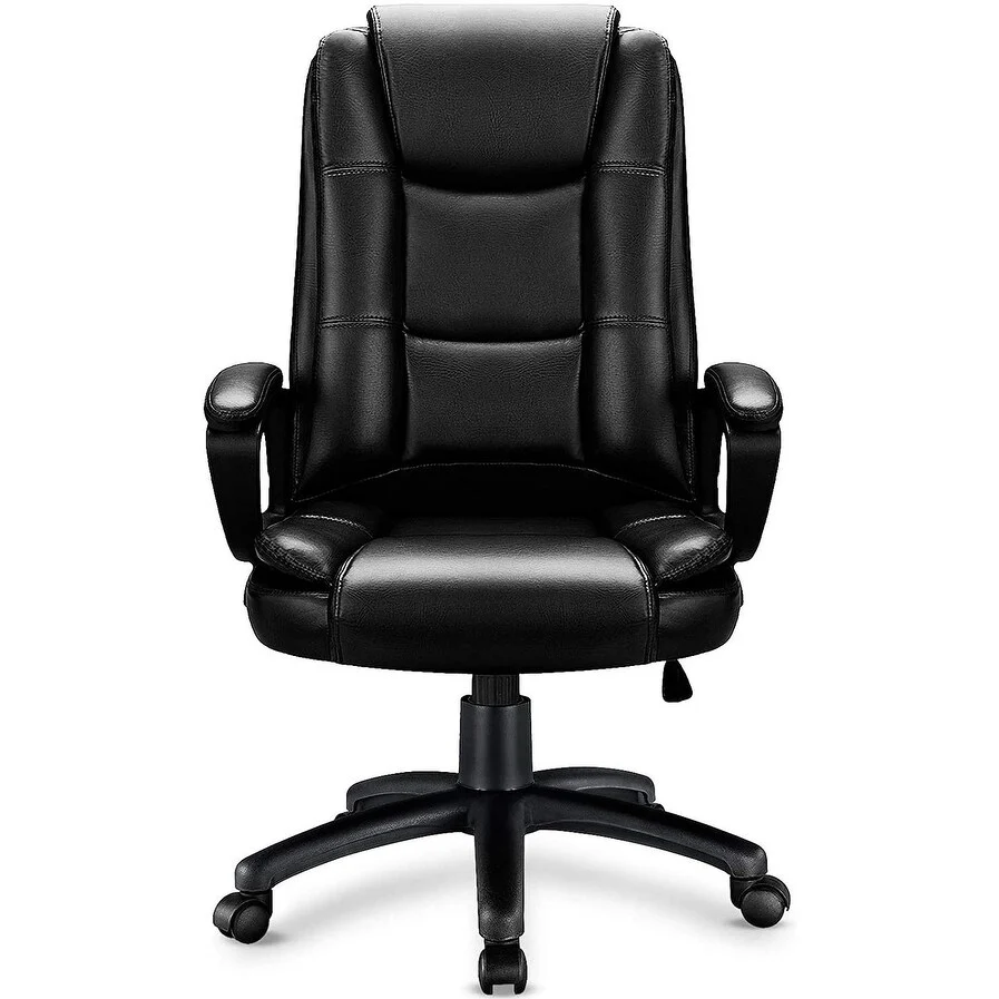 Black Leather Executive Chair with Lumbar Support