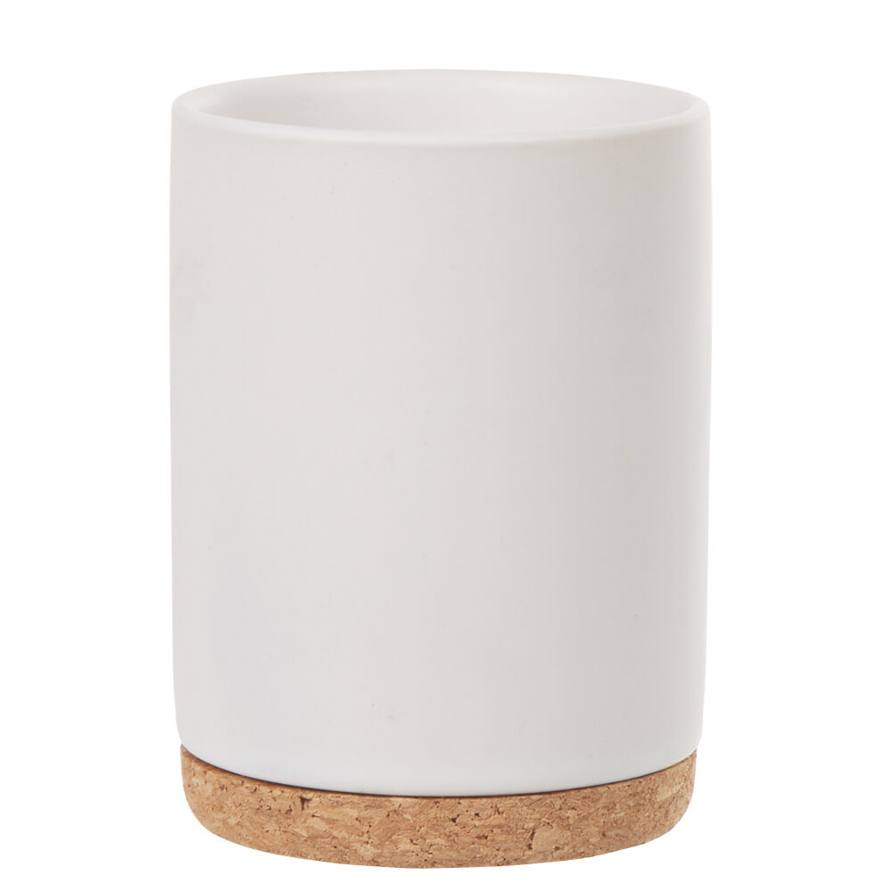 Gobelet céramique blanc avec fond liège