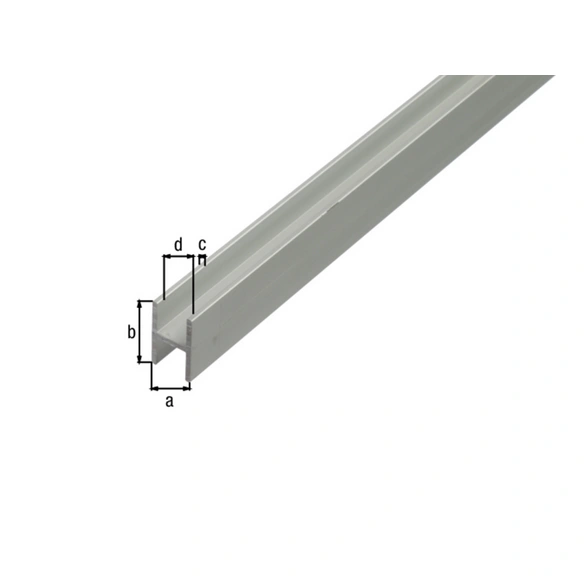 H-Profil, LxBxH: 1000 x 30 x 19 x 1,5 mm, silberfarben