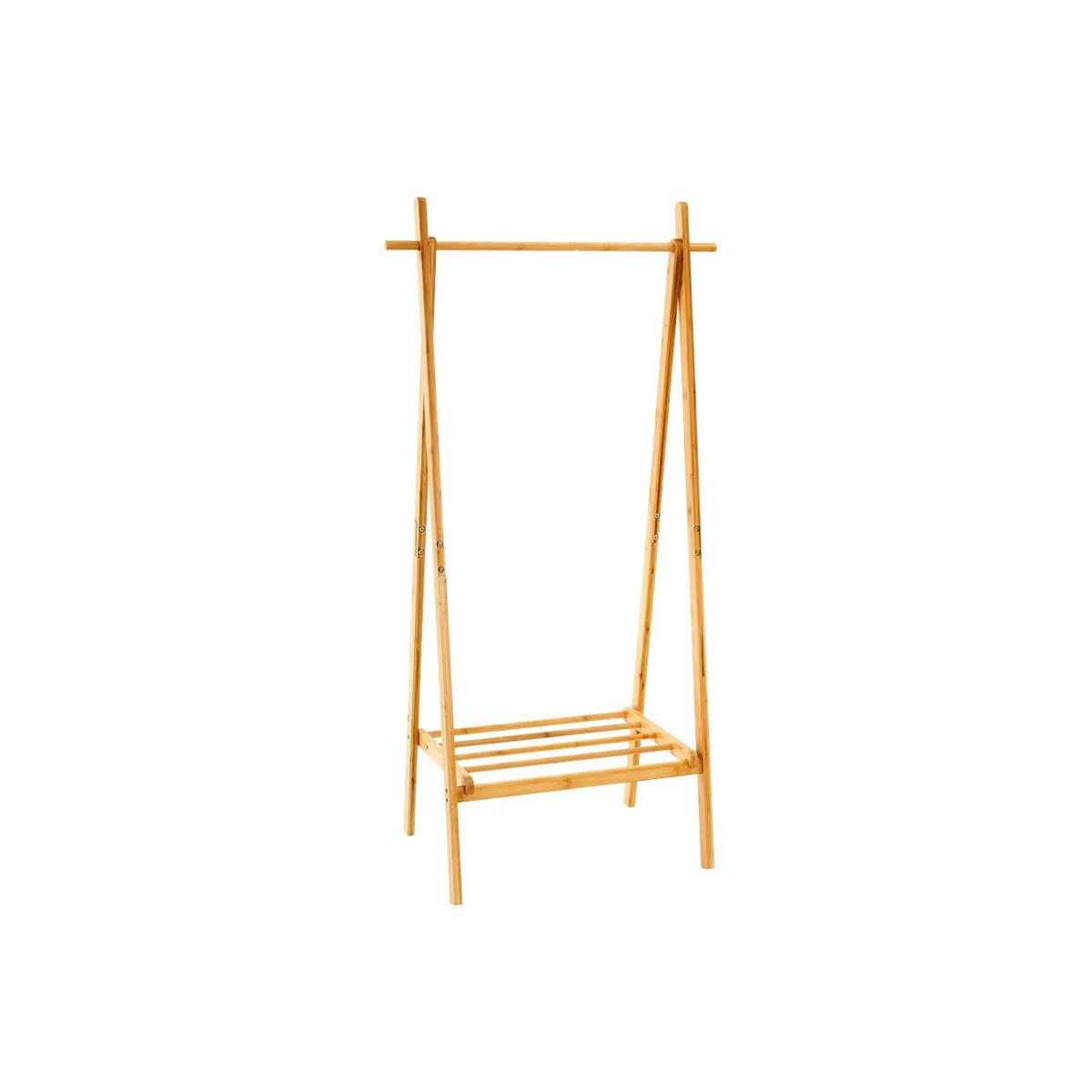 - Portant vêtements pliable en bois de pin avec étagère - 76x46x150cm