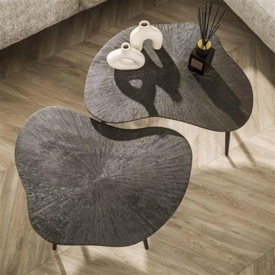 Hoyz Collection - Salontafel Ray Metal Leaf - Brons Bruin - Set van 2