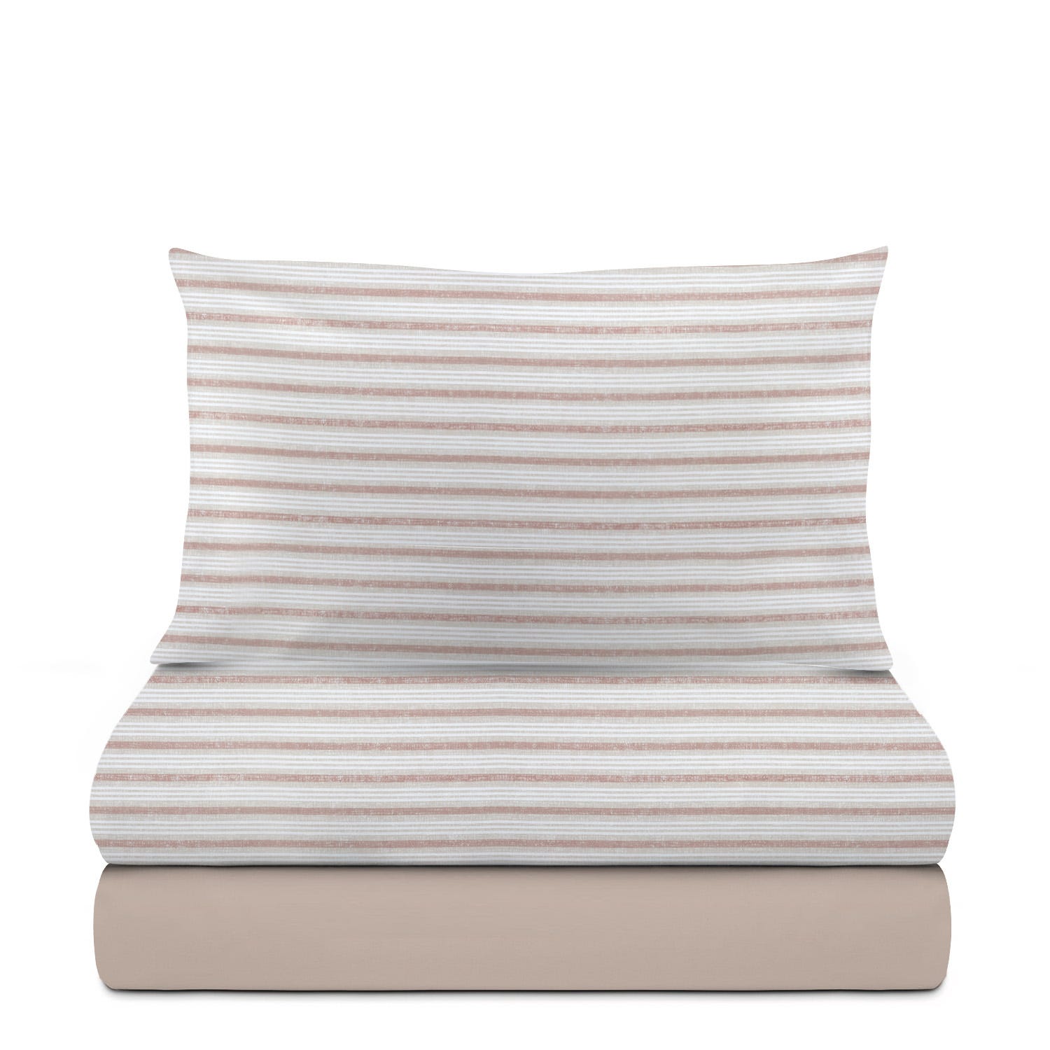 Completo letto singolo cotone righe tortora