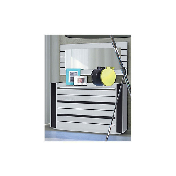 Commode LINA blanc et noir avec LED124 x 87 x 50 cm