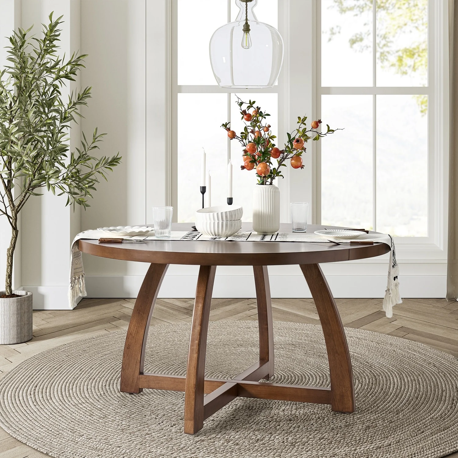 Bryan Mid-century Modern 54 Solid Wood Round Dining Table by HULALA HOME