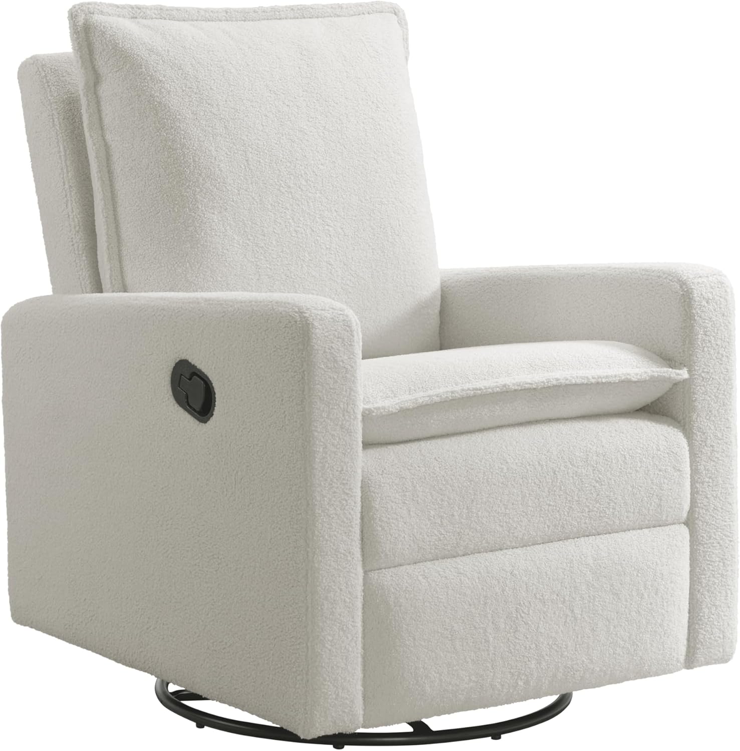 Oxford Baby Uptown Upholstered Glider Recliner Rocking Chair 360° Swivel for Nursery and Living Room – Boucle White