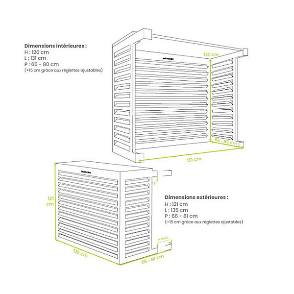 Cache unité extérieure en aluminium brun argile taille XL - DECOCLIM - 23AXL8003