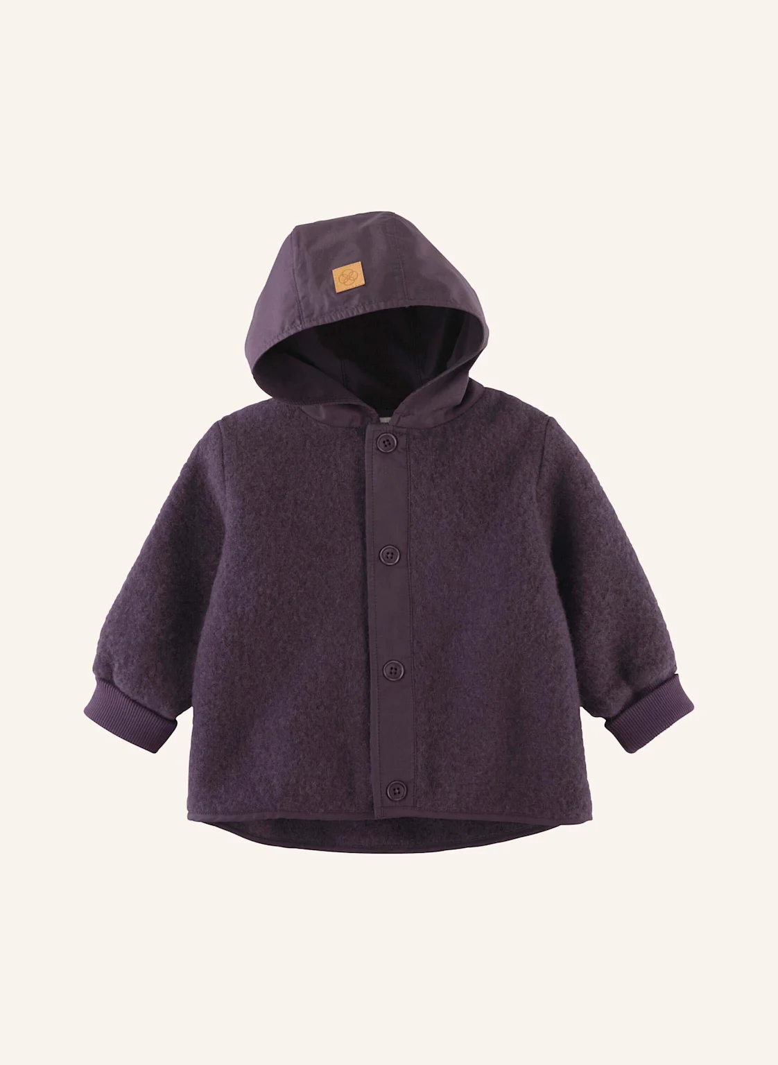hessnatur hessnatur Wollfleece-Jacke mit Patch aus Bio-Merinowolle
