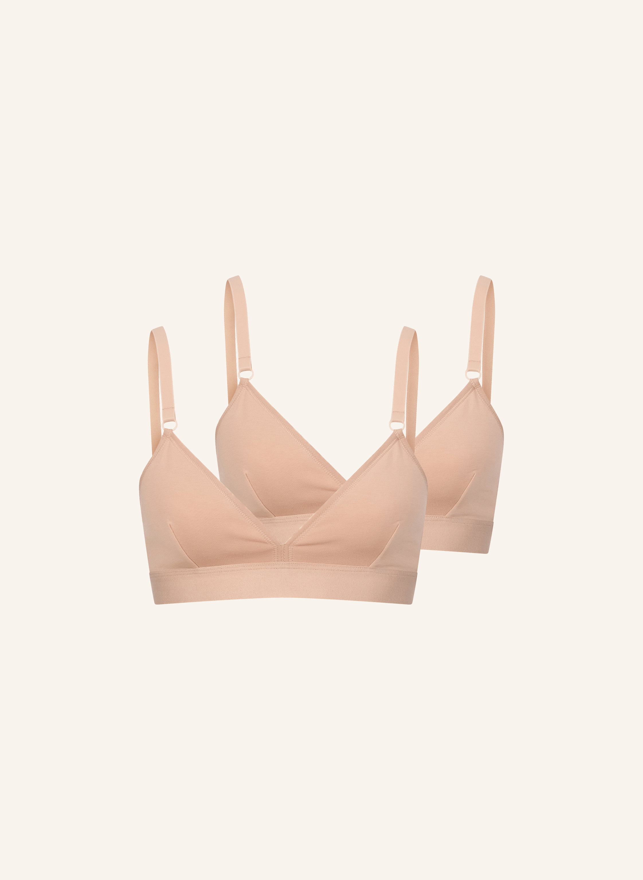erlich textil 2er Pack Casual Cotton Triangel Bralette bügellos mit Baumwolle (aus kontrolliert biologischem Anbau) - verstellbare Träger