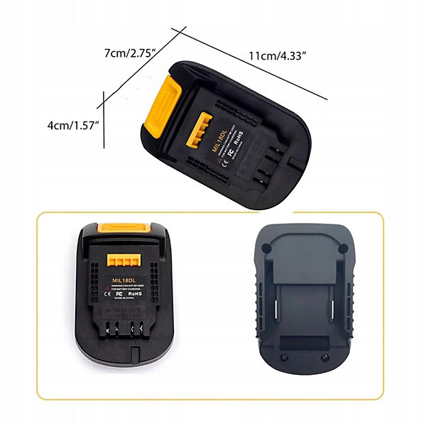 Adaptateur Batterie DW18ML - Pour Milwaukee 18V vers Outils Dewalt 18V, Solide, Montage Facile, Haute Compatibilité