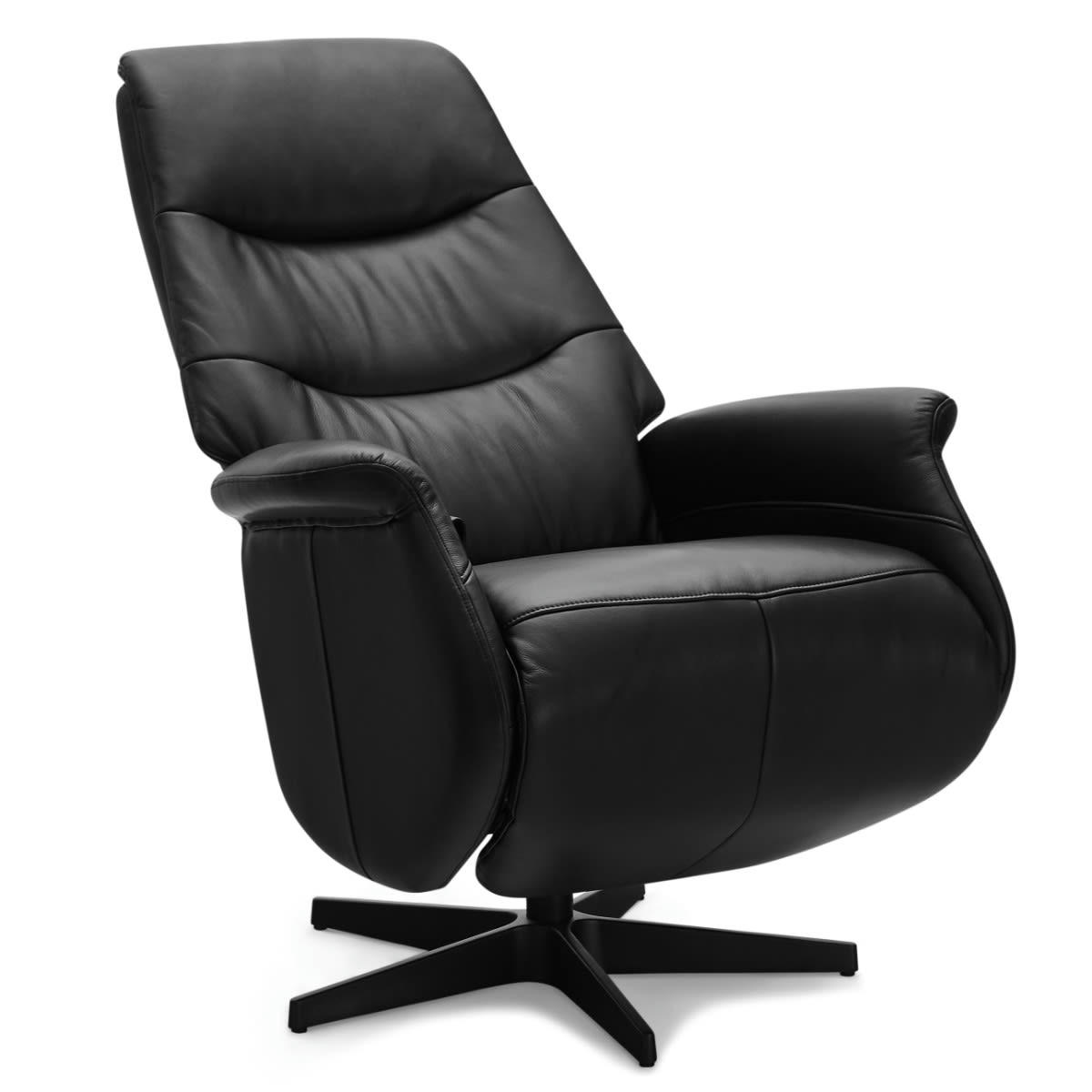 DELTA - Fauteuil relax pivotant en cuir noir