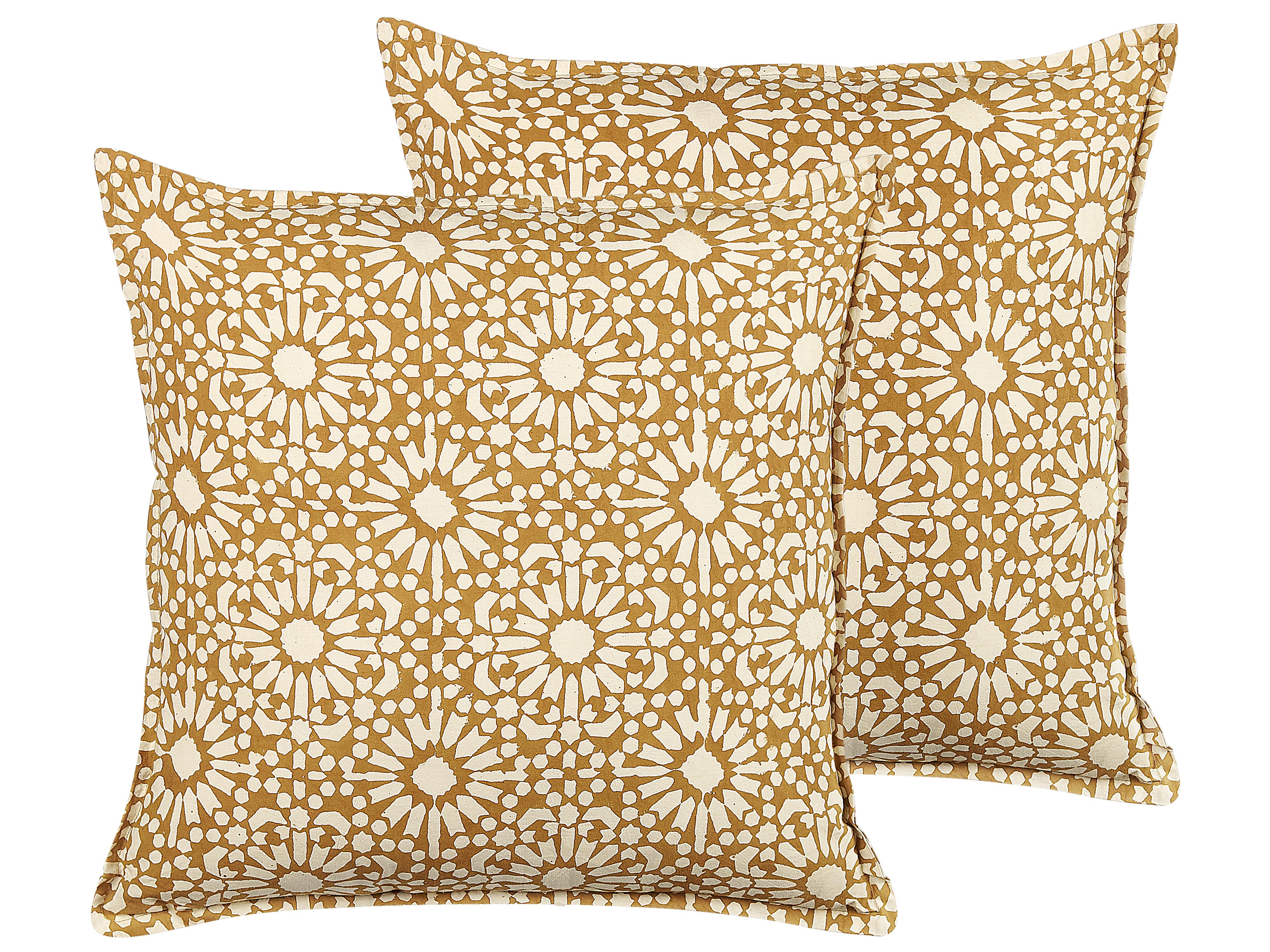 Throw Cushion CEIBA Cotton 45 x 45 cm Beige Geometric Pattern