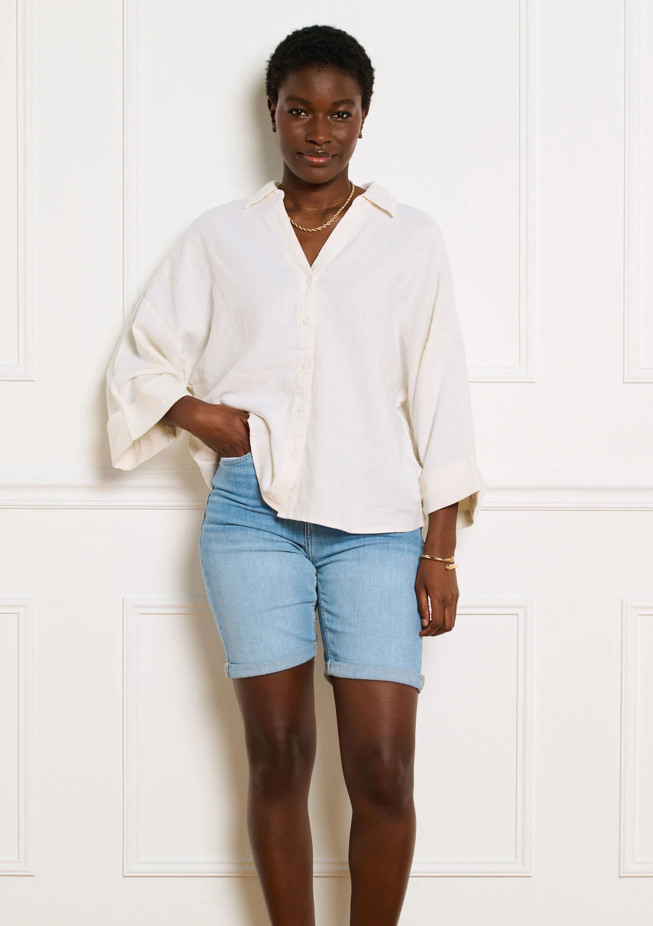 Denim short met normale taille