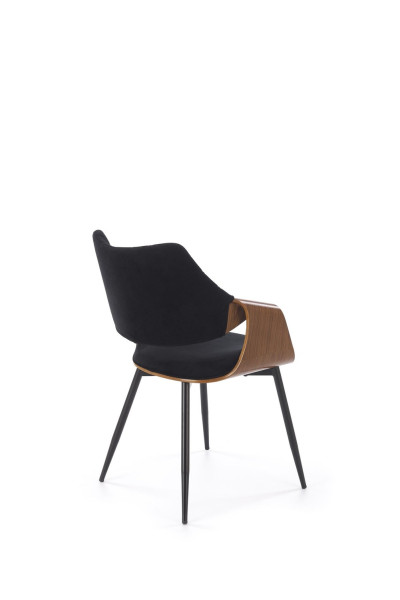Krzesło tapicerowane K586 VELVET czarne/orzech
