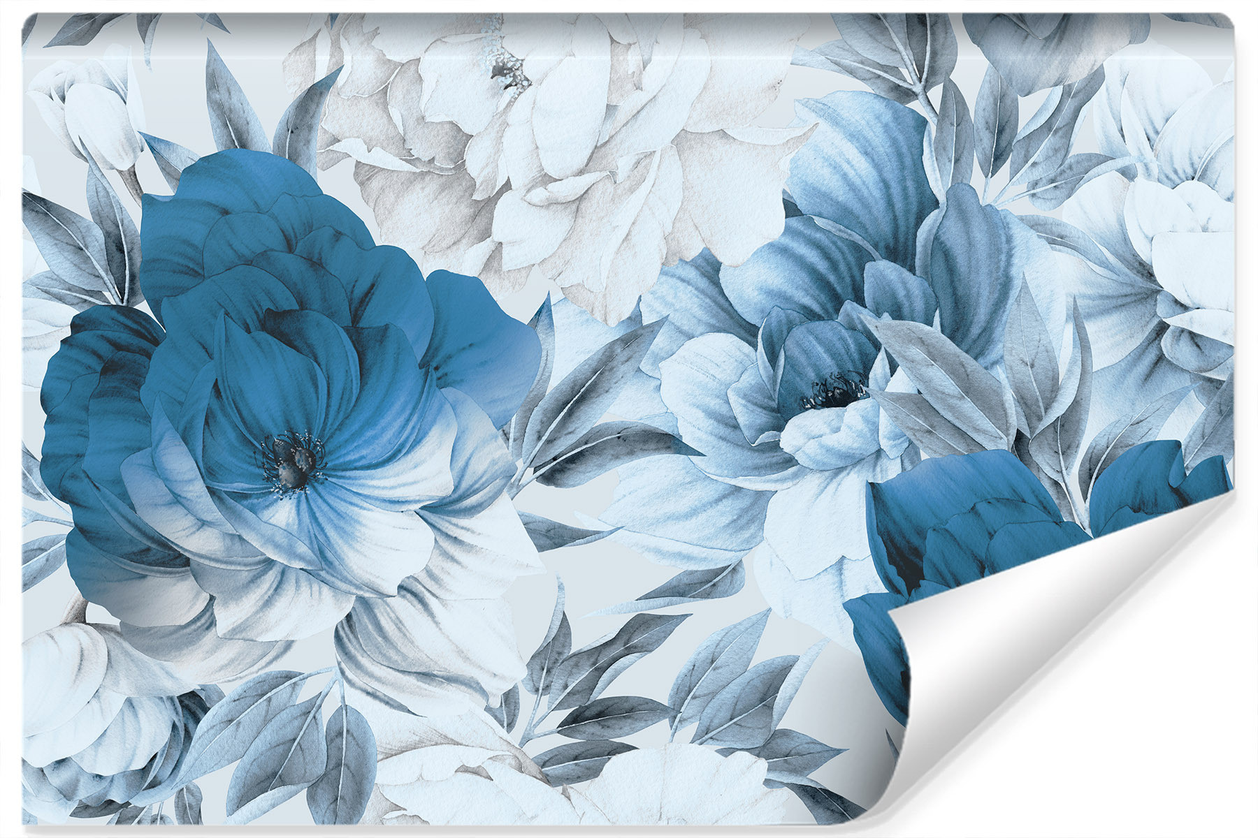 Fototapeta Niebieskie PEONIE Kwiaty Natura 90x60cm