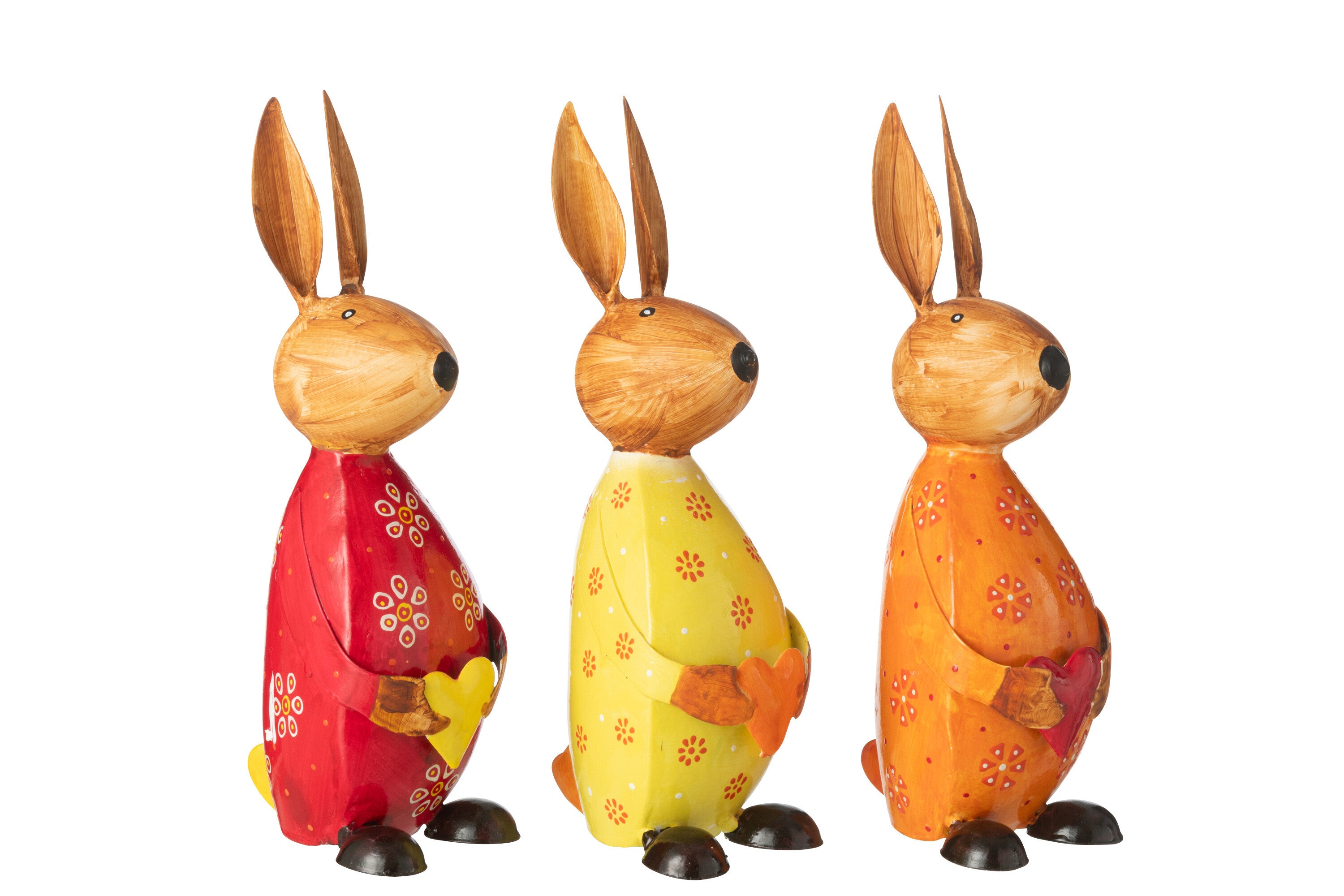 J-Line figuur Konijn Met Hart - ijzer - mix - large - 3 stuk