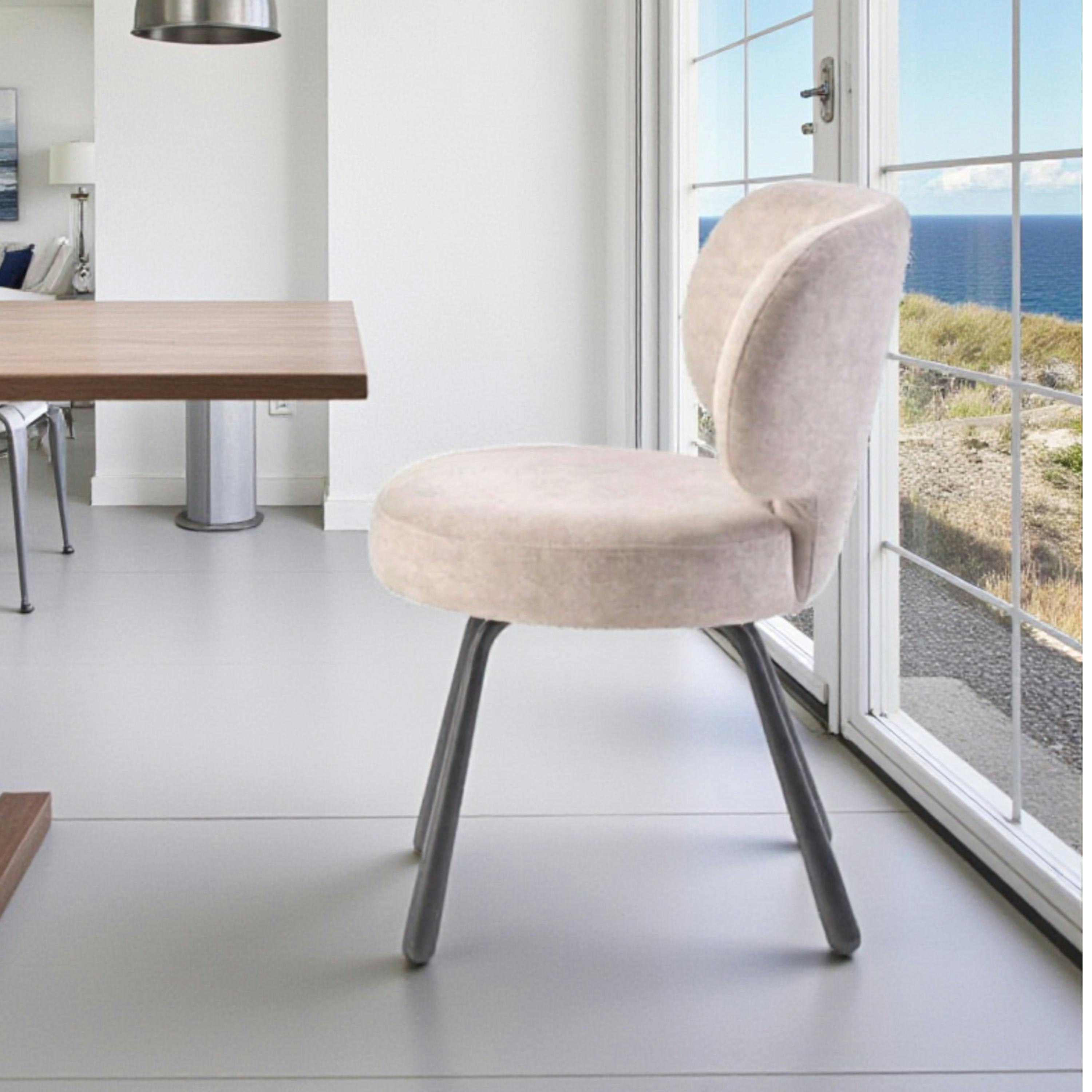 Chaise de salle à manger taupe, assise ronde (lot de 2) LIGURIE
