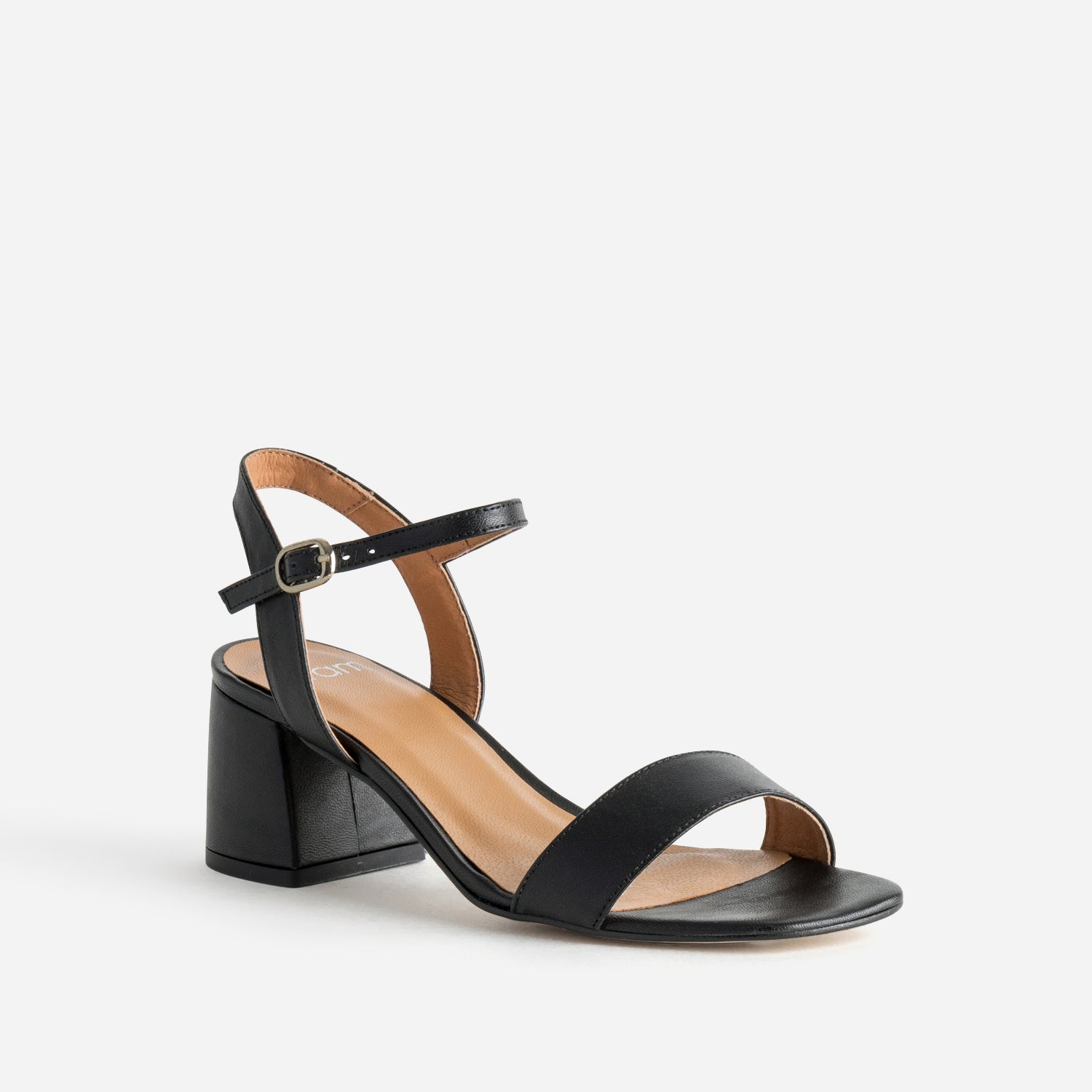 Sandale à talon noire cuir