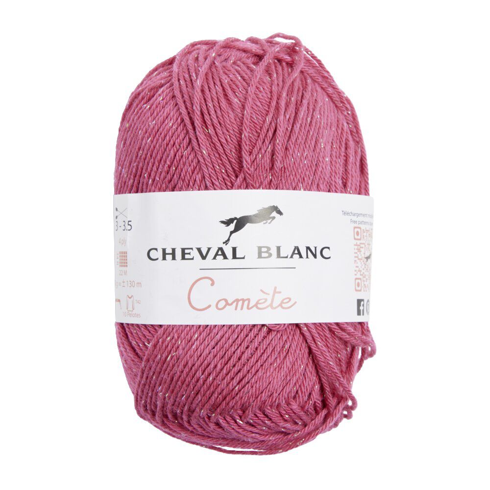 Pelote de fil à tricoter comète coton/acrylique rose framboise 50Gr