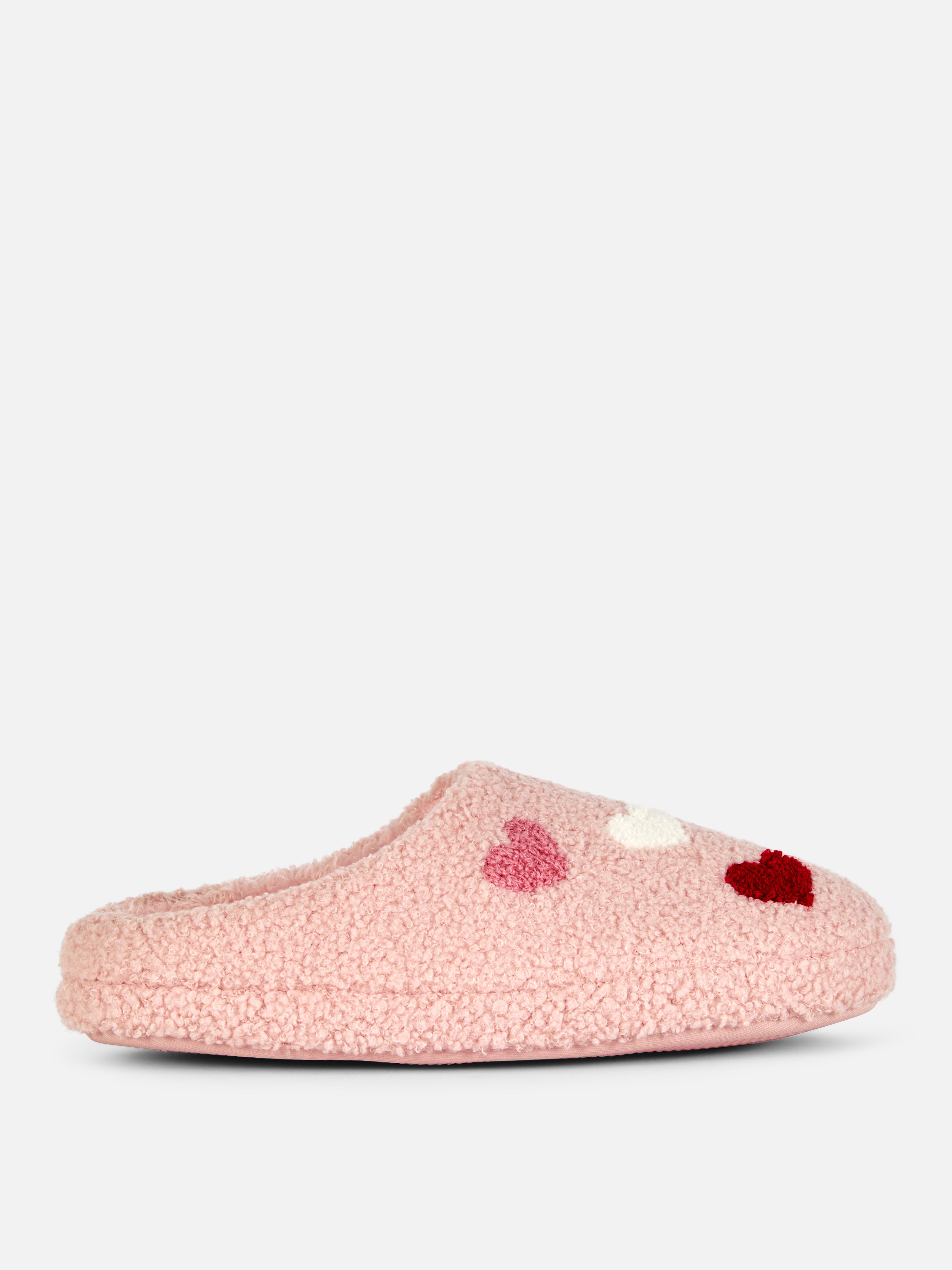 Heart Bouclé Mule Slippers