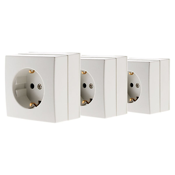 3 prises Schuko 16A Bel'Vue blanc Zenitech