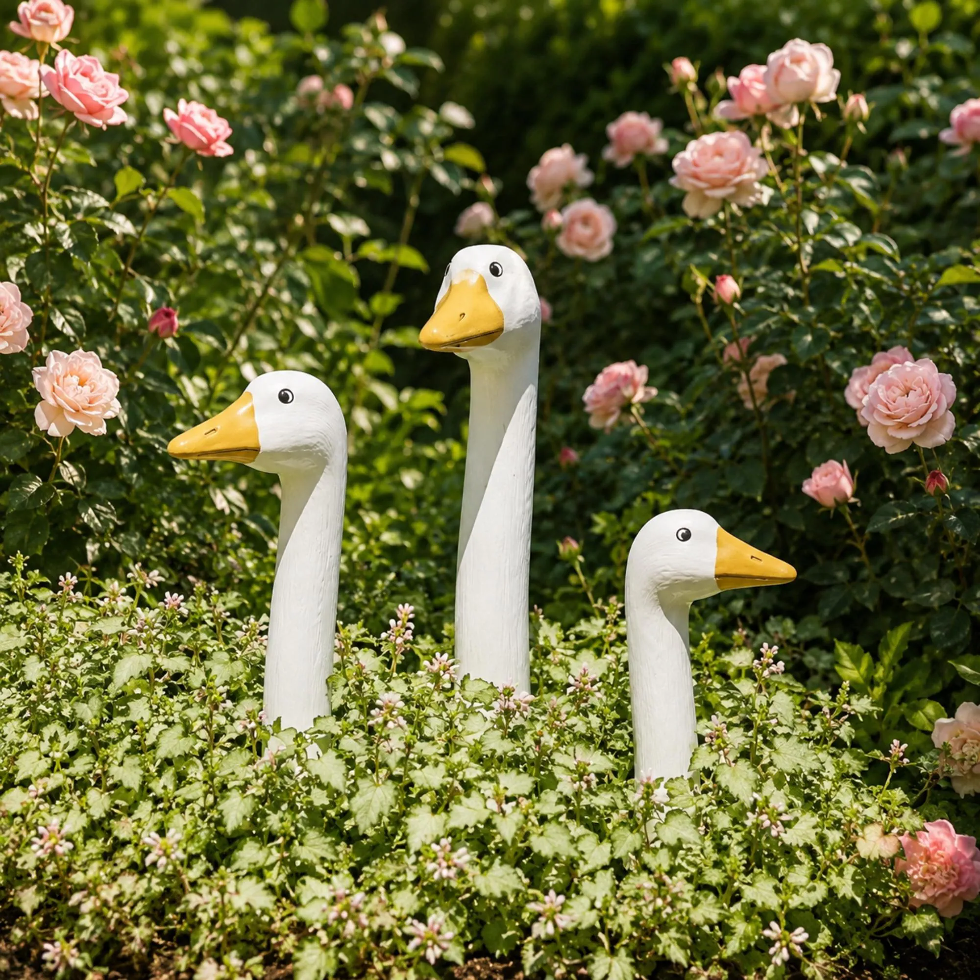 Hand-Painted Resin Peeking Goose Garden Stakes, Whimsical Outdoor Decor (Single or Set)