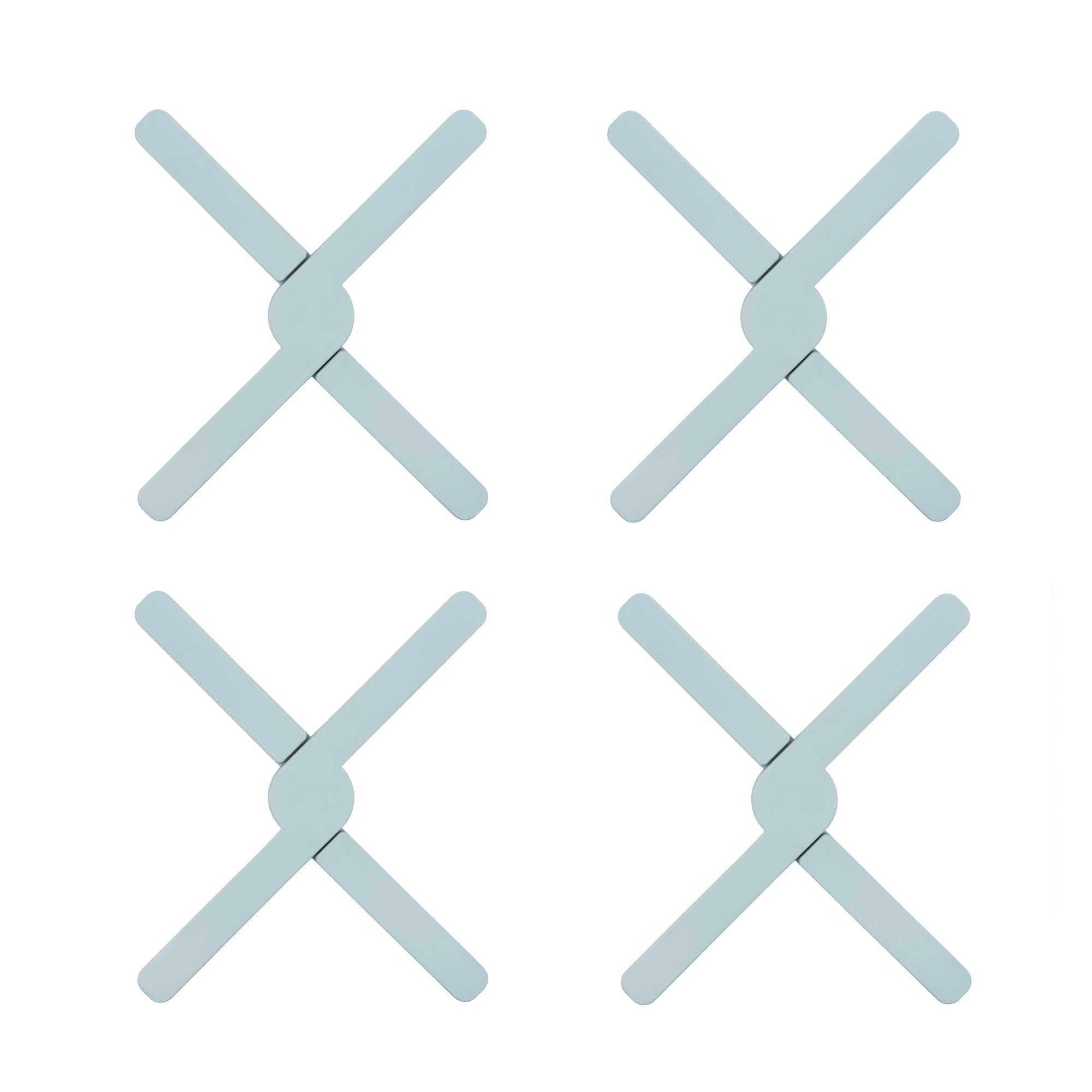 Krumble Opvouwbare siliconen pannenonderzetter - Blauw - Set van 4