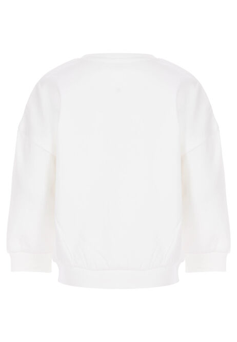 Younger Girls Cream Animal Print Bow Sweatshirt