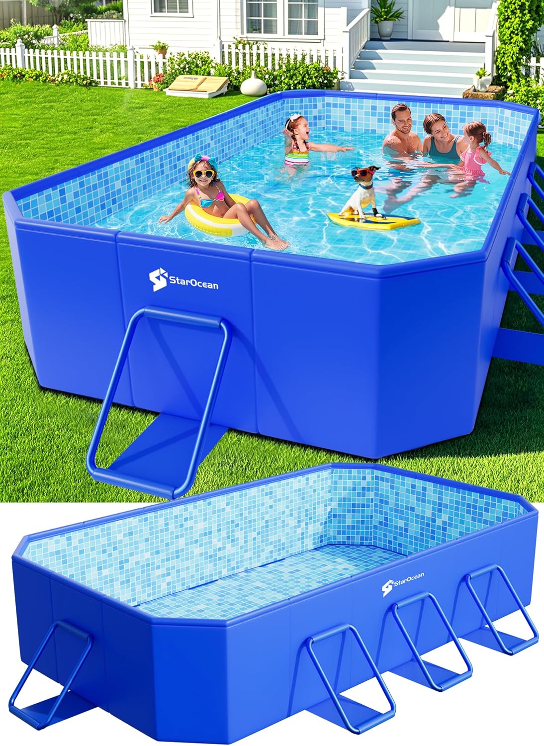 Foldable Pool, Large Non-Inflatable Swimming Pool For Kids,Adult Collapsible Pools Hard Plastic Shell, Oversized Thickened,Portable Folding Kids Pools for Backyard-Mosaic Design-115x66x20(115)