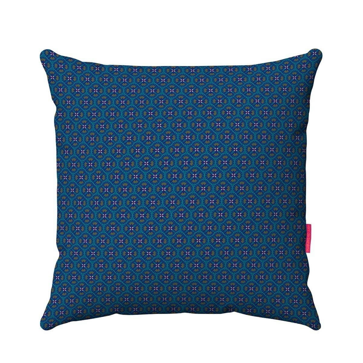 LOTUS - Housse de coussin extérieur graphique bleu 45x45