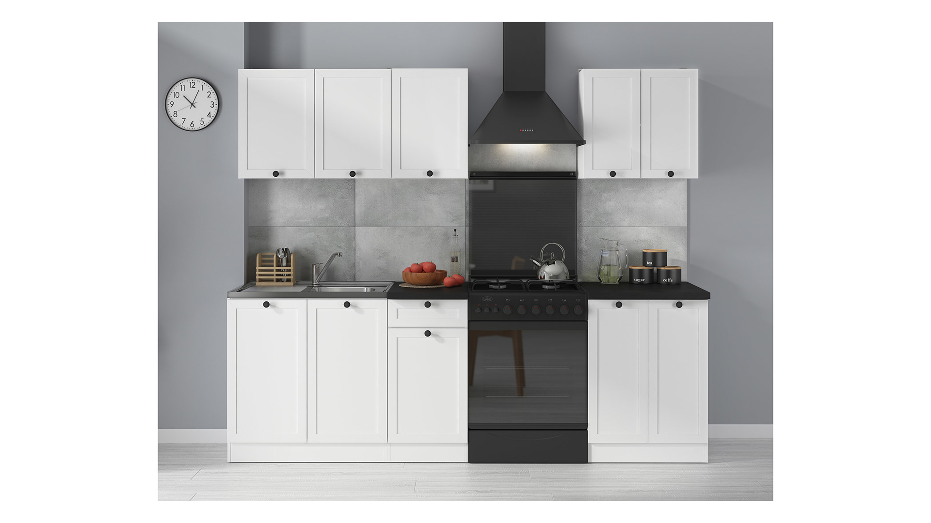 Komplet kuchenny Junona Line A 180 cm biały z blatem