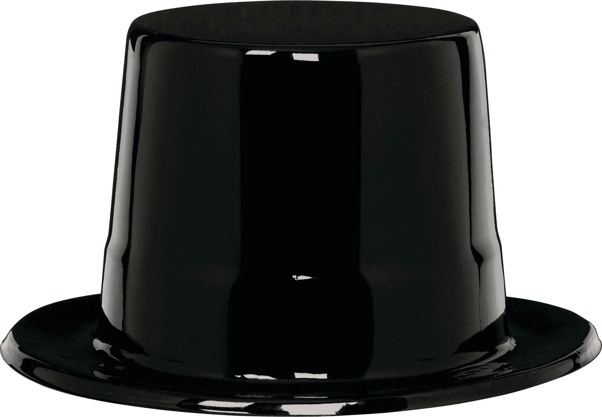 Shiny Plastic Top Hat, Black, One Size, Wearable Costume Accessory for Halloween