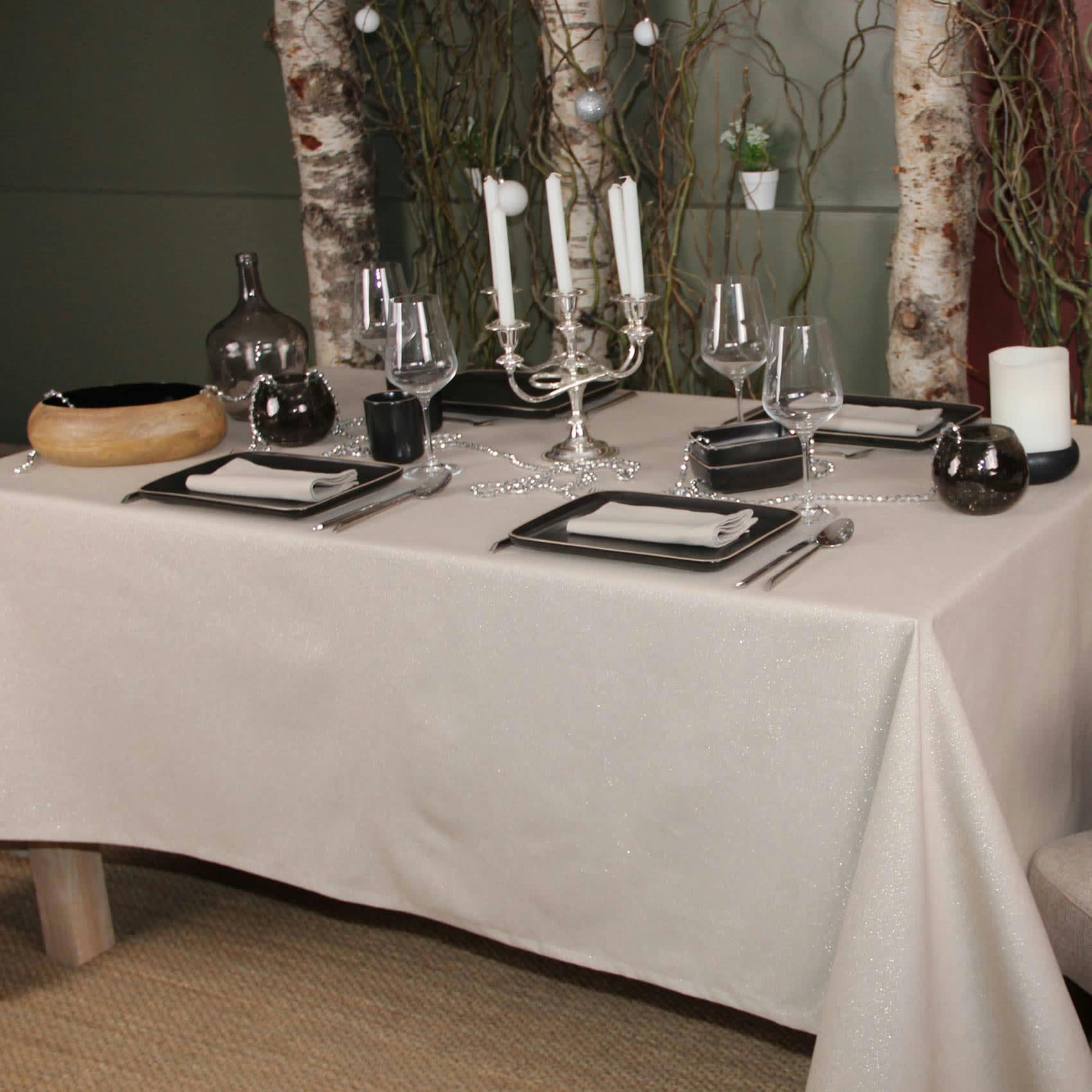 ETINCELLE - Nappe unie à paillettes coton lin 150x150 cm