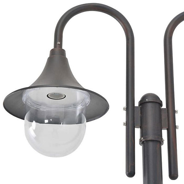 Lampadaire de jardin - vidaXL - 220 cm - Aluminium - 2 lanternes - Bronze