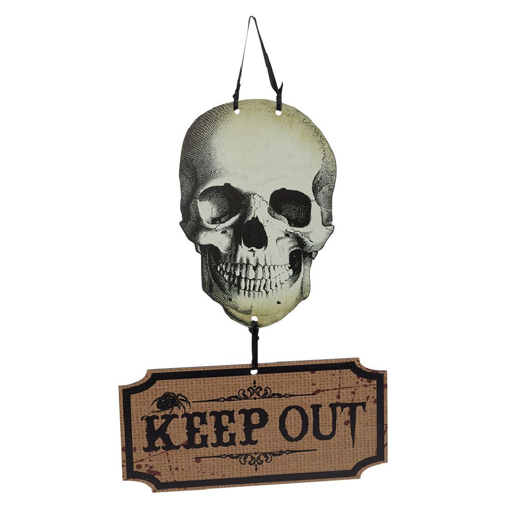 Décoration de porte Halloween tête de mort
