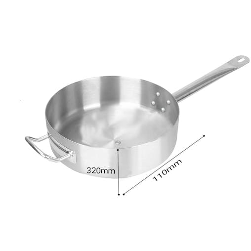 SOGA 2X 32cm Stainless Steel Saucepan Sauce pan with Glass Lid and Helper Handle Triple Ply Base Cookware