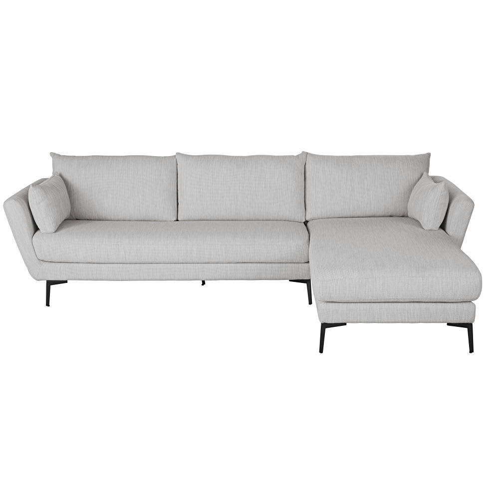 Prague - Canapé d'angle droit 4/5 places gris clair chiné