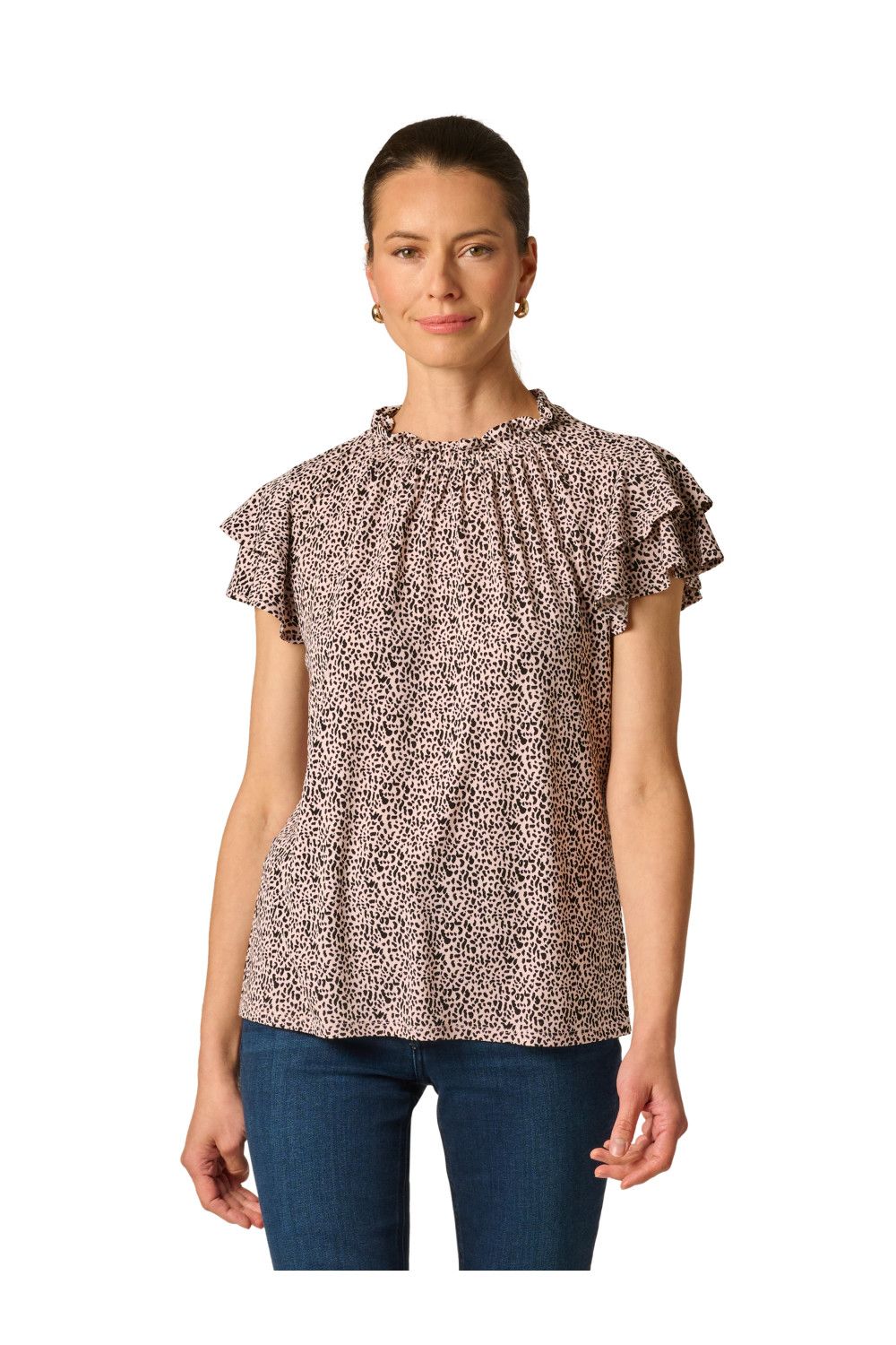 Adrianna Papell Ruffle Neck Knit Top